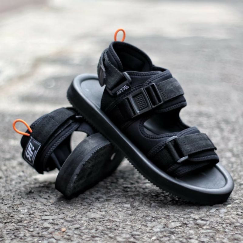 TORA Full Black Original - Sandal Pria Masa Kini Trend 2019-2020 Casual Santai Ngampus Outdoor