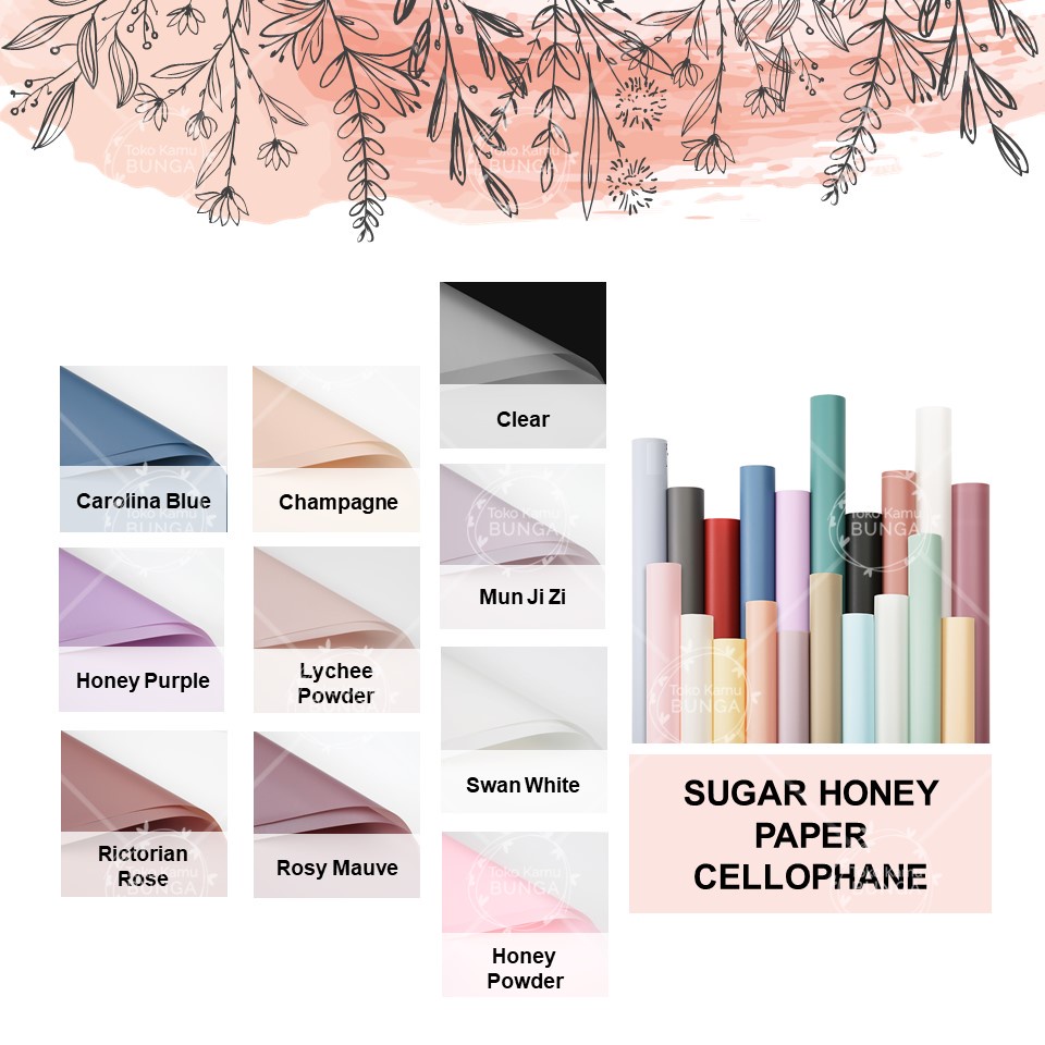 

[5 Lembar] Cellophane Sugar Honey Paper | Flower Wrap / Kertas Buket Bunga