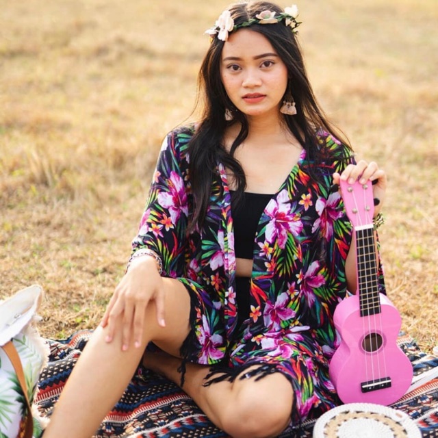 outer kardigan luaran tropical motif bunga liburan rayon premium etnik bohemian