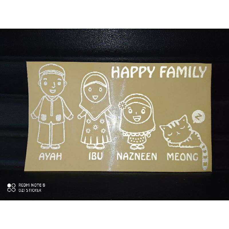 stiker HAPPY FAMILY buat kaca mobil, dtiker kaca mobil