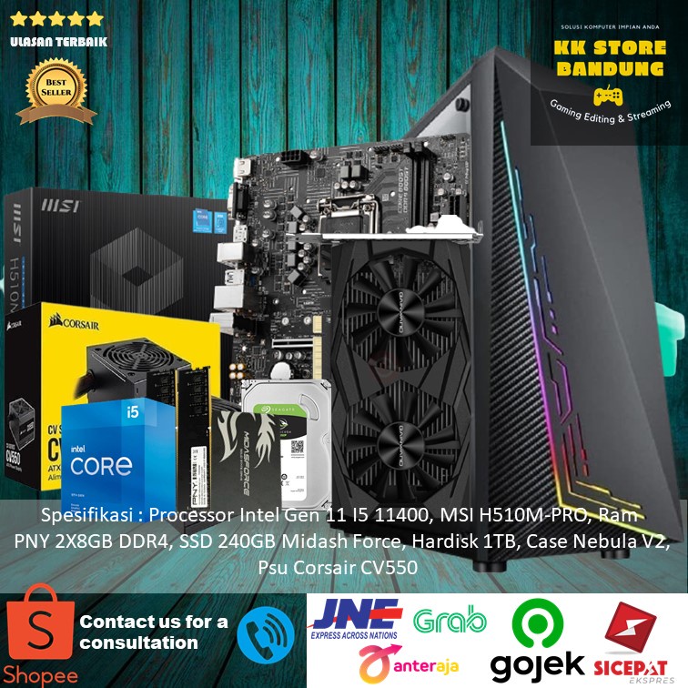 PC RAKITAN INTEL CORE I5 11400 GEN 11 | GTX 1650 | RAM 16GB PC GAMING