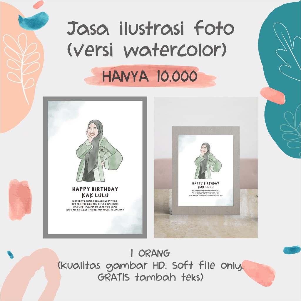 

Ilustrasi Wajah / Vektor / Custom Gambar Ilustrasi / Kado Wisuda / Kado Ulang tahun (Watercolor)