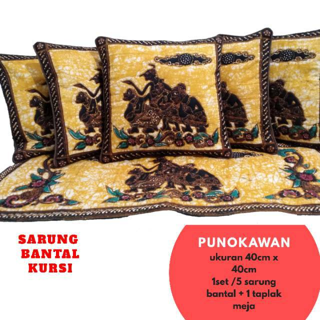 Sarung bantal kursi/sofa batik tulis motif Punokawan