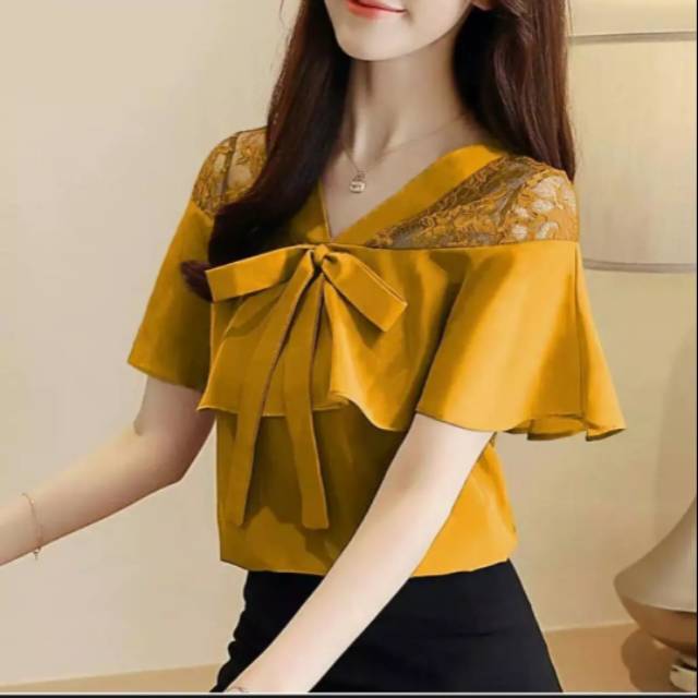 BAJU BLOUSE TANGAN PENDEK WANITA GAYA KOREA MODEL TERBARU/BAJU IMPORT/BAJU WANITA /BLOUSE WANITA