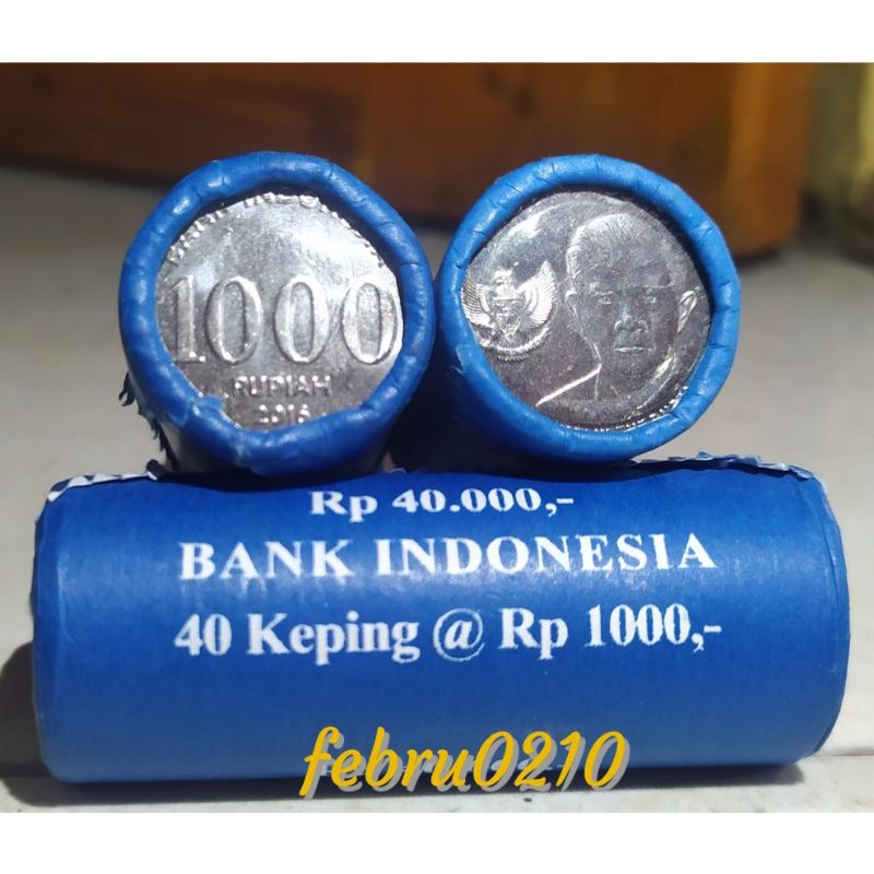 Uang koin 1000 rupiah 1roll isi 40 keping Tahun  2016