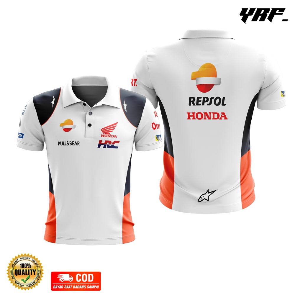 Baju Kaos Jersey Honda Repsol Moto GP Racing Team HRC Motogp Polo Shirt Warna Putih 2021