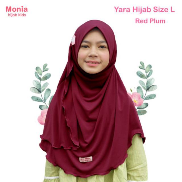 Yara Hijab by Monia Hijab Kids Red Plum size MLXL | Hijab terlaris