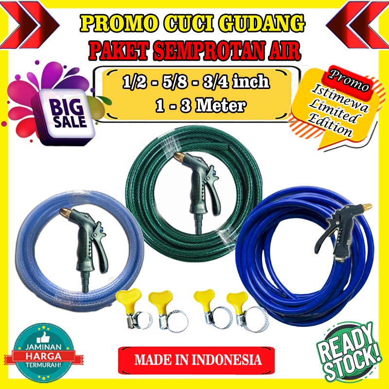 CUCI GUDANG SEPAKET SEMPROTAN SELANG AIR ELASTIS 1/2 5/8 3/4 INCH ALAT TAMAN PERKEBUNAN MURAH COD