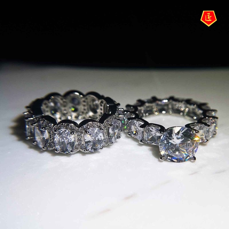 [Ready Stock]Luxury Fashion Shining Moissanite Ring Set