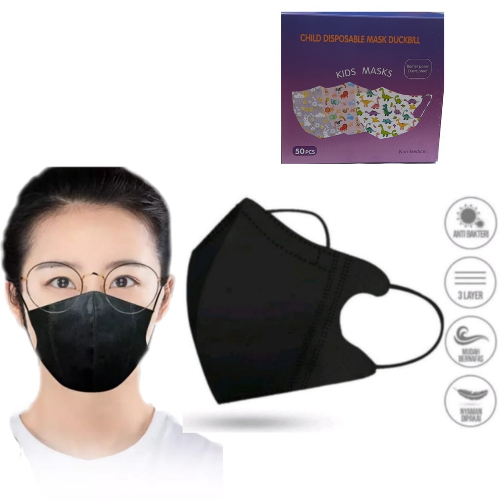 Masker Duckbill Anak-Remaja Polos Warna IMPORT Anti Virus Disposable Earloop Fashion mask 3Ply
