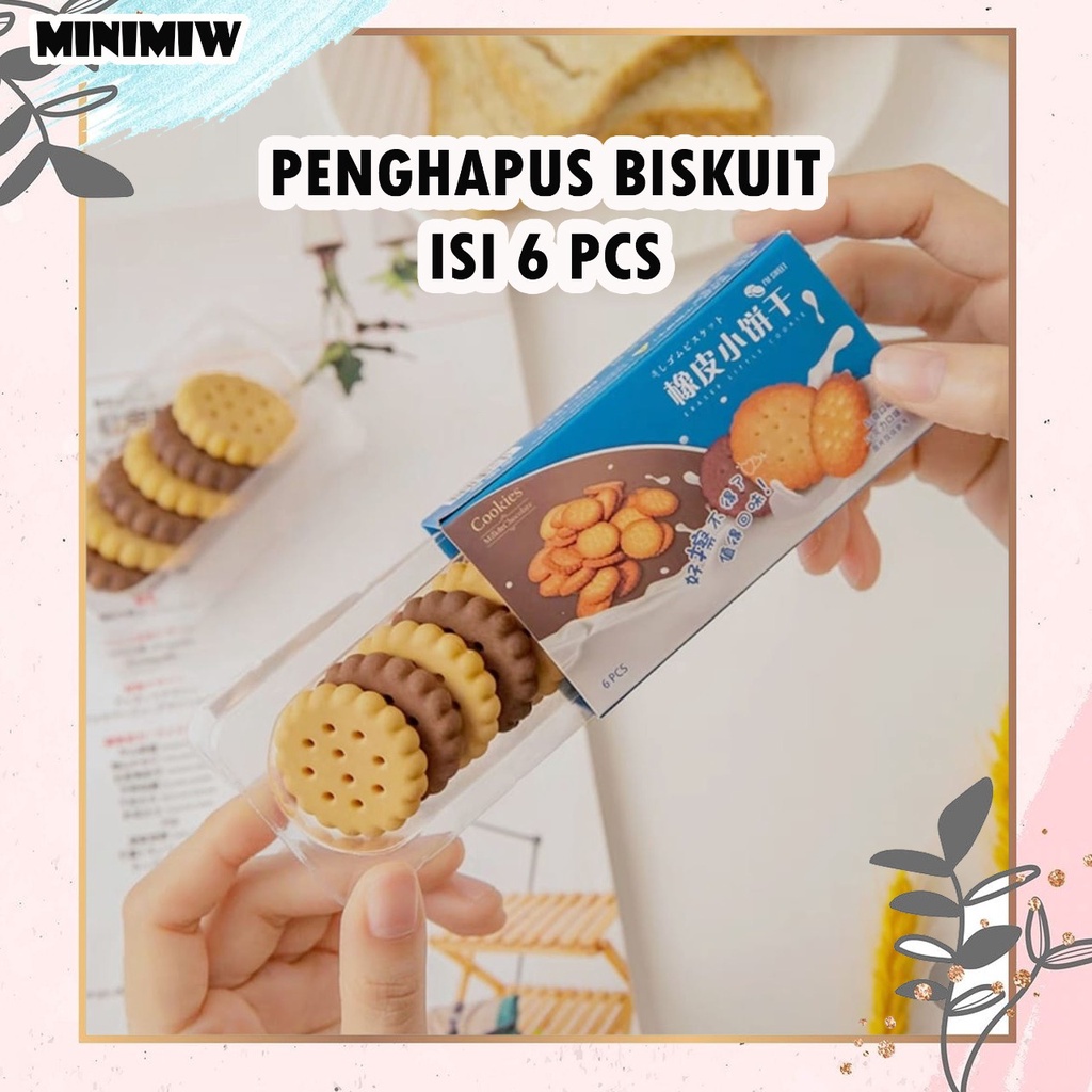 SET PENGHAPUS BISKUIT ISI 6 PCS BISCUIT COOKIE SETIP STIP ERASER LUCU COOKIES UNIK