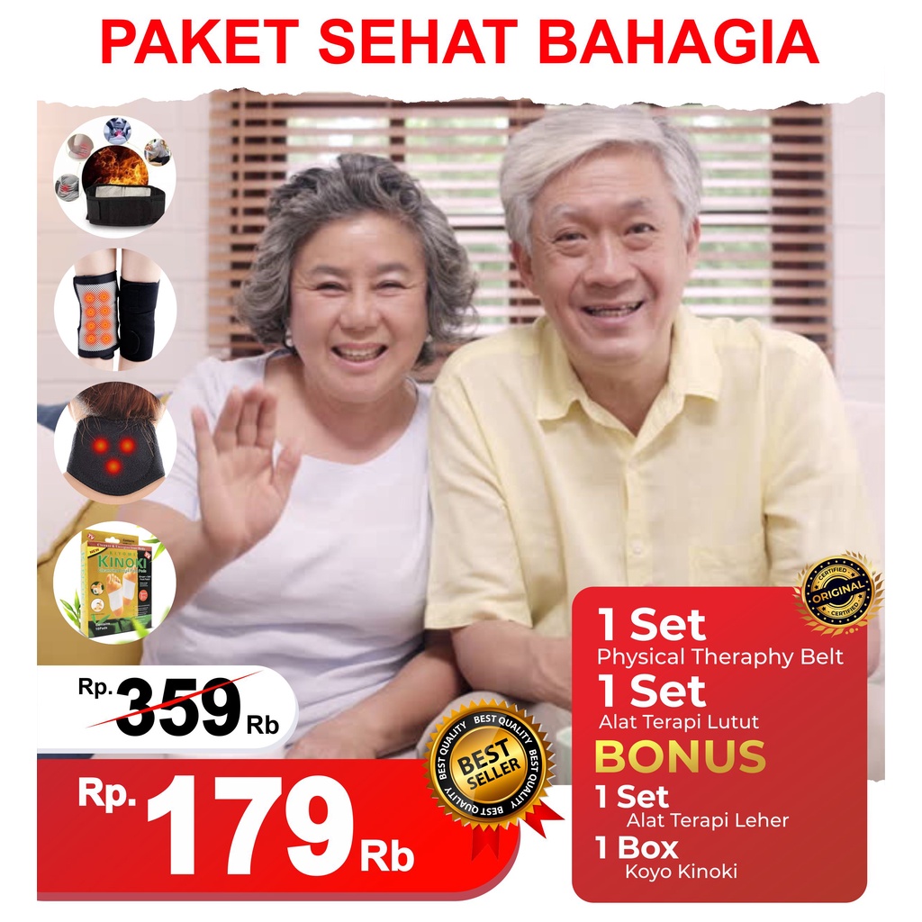 Paket Sehat Bahagia -  Alat Terapi Kesehatan Pinggang, Lutut, Leher dan Bonus Koyo Kinoki