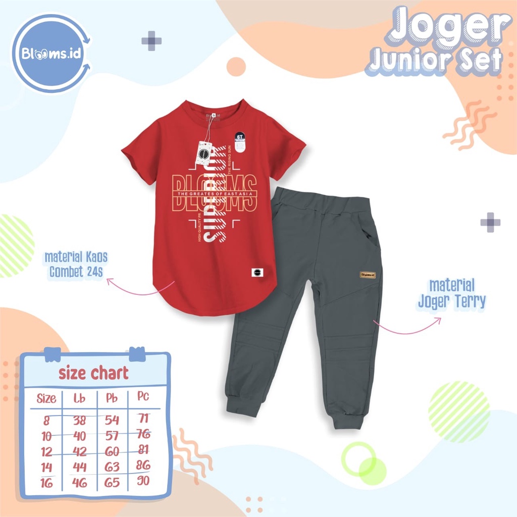 SETELAN ANAK UNISEX JOGER JUNIOR USIA 8-16 TAHUN