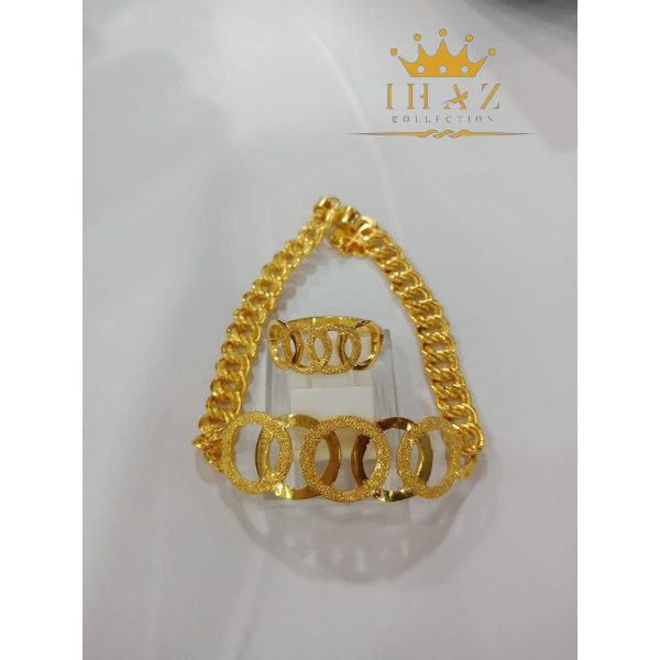 Gelang Audy Rantai Coco Set Cincin Lapis Mas Penang
