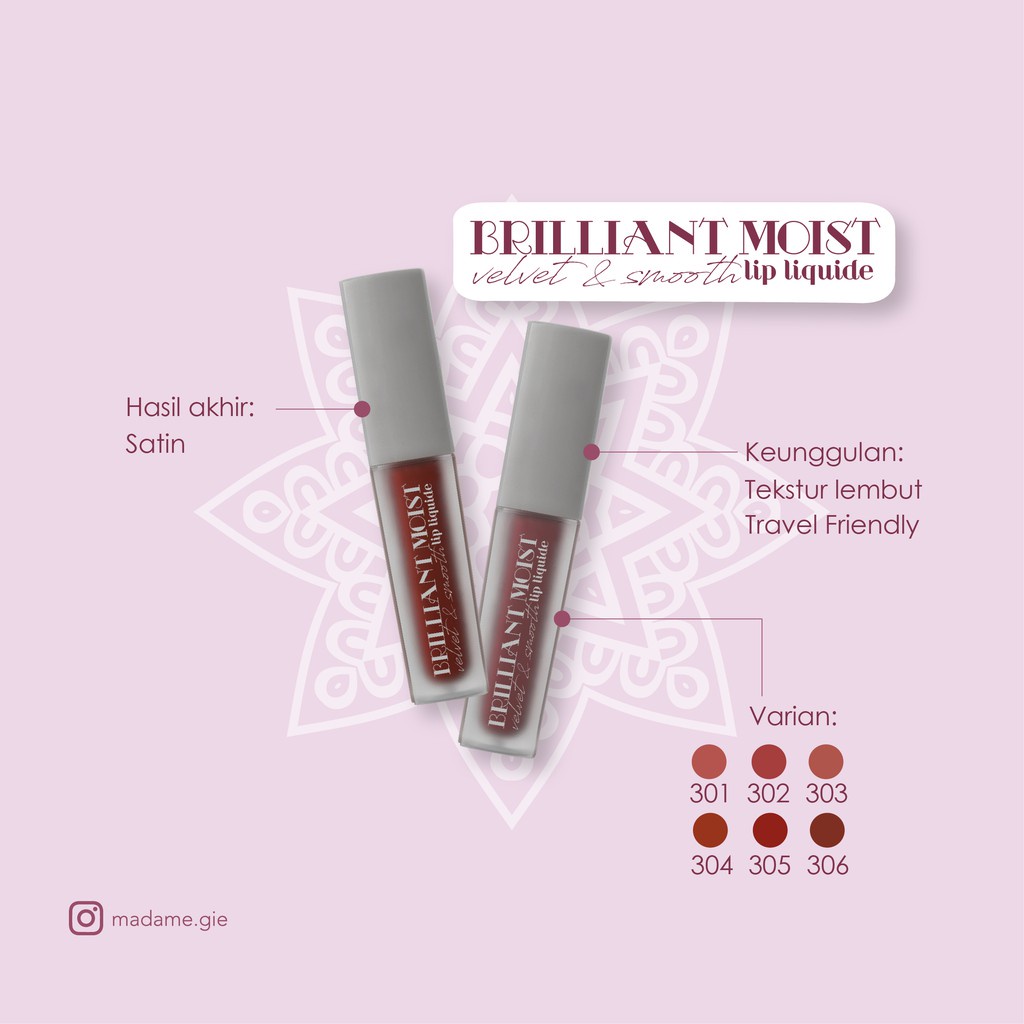 Madame Gie Briliant Moist Velvet &amp; Smooth Lip Liquide  | Lip Cream