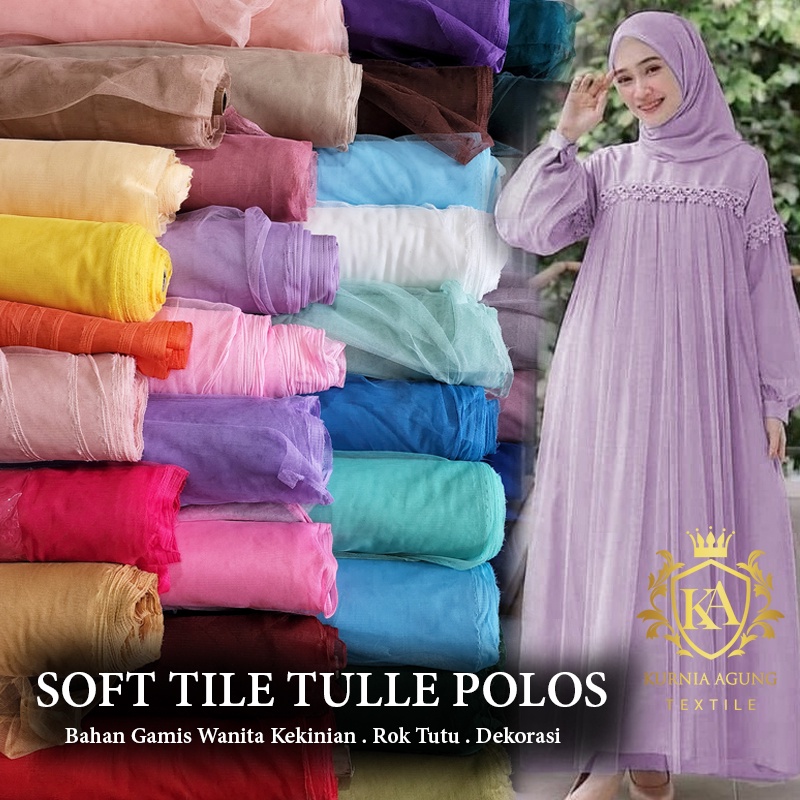 Soft Tulle Premium Kain Tile Polos Halus Jatuh Meteran Bahan Gamis Wanita Kekinian Rok Tutu Dress Gaun Pesta 50cm x 170cm Murah