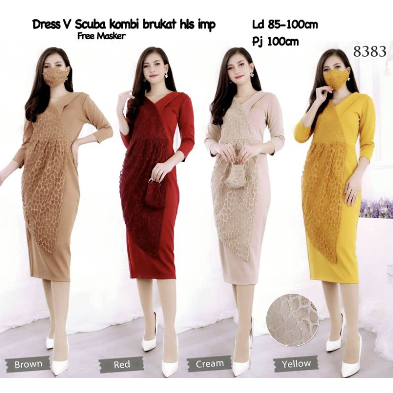 Dress Scuba Kombinasi Brukat
