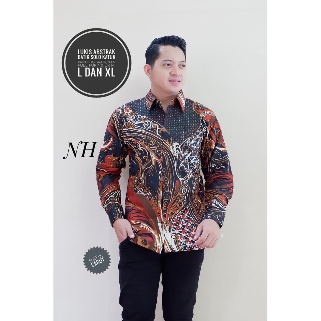 LUKIS ABSTRAK KEMEJA BATIK PRIA SOLO LENGAN PANJANG LAPIS FURING ATASAN BATIK PREMIUM MODERN BATIK NH BATIKSOLOAMAN MAHKOTA PENDEK KANGEN KAMULYAN AROMA KOPI KAMANDANU BLUE MERPATI SOGAN SETYO PRABU PROBOSETO KUNING PRADHIFTA PROBOSETO HIJAU SAPTHA