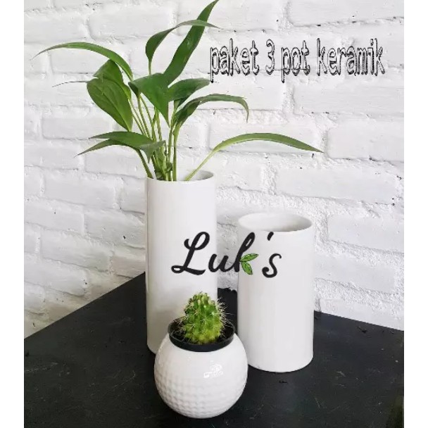 Paket pot keramik - pot tanaman hias - pot tanaman air - pot kaktus