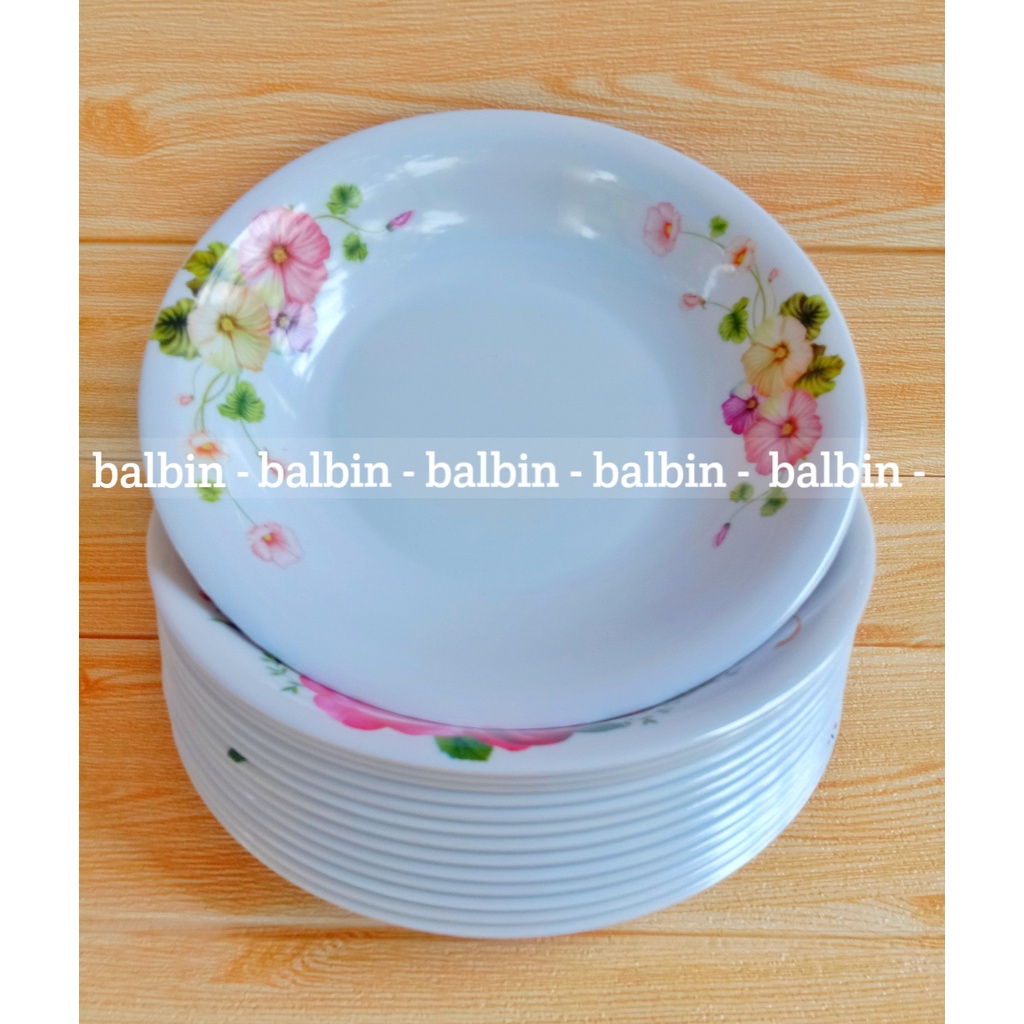 balbin - 3 PIRING MELAMIN 9.INCHI/PIRING MAKAN MELAMINE 9.INC/PIRING MAKAN CEKUNG/PIRING MOTIF FLORA TERBARU-K.A.N - MELAMINE WARE