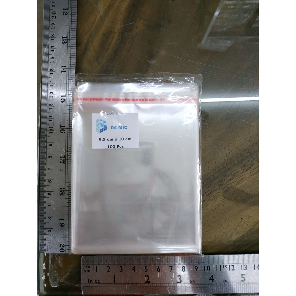 

9,5 x 10 cm Plastik OPP TEBAL (100 lbr) (lem/seal)