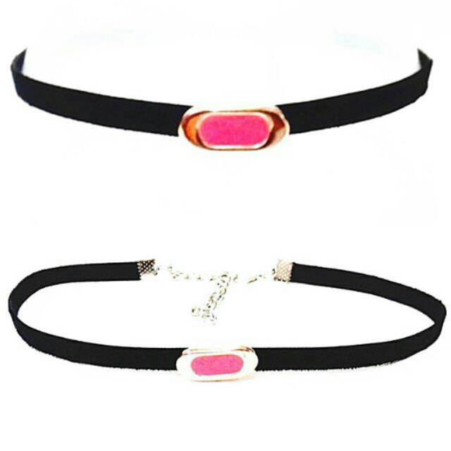 Hot Pink Capsule Luxury Black Thin Velvet Choker Necklace | Kalung Handmade Premium Collection