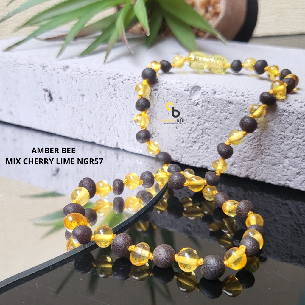 Kalung Amber Anak Premium Combine Lime Cherry NCLC57 By Amber Bee