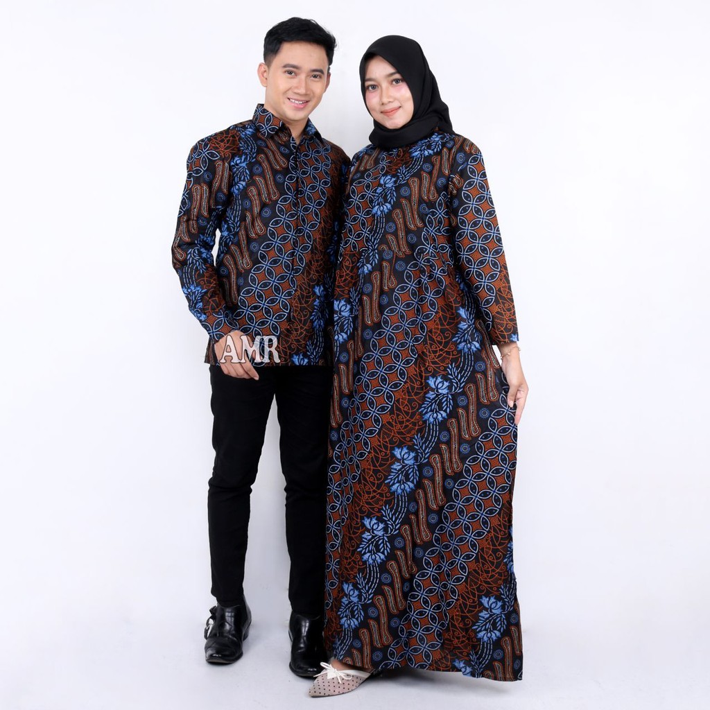 Maura Couple - Sania Ruffle Batik Couple Ori Ndoro Jowi Garansi Termurah Shopee - harga satuan pisah-Seno biru
