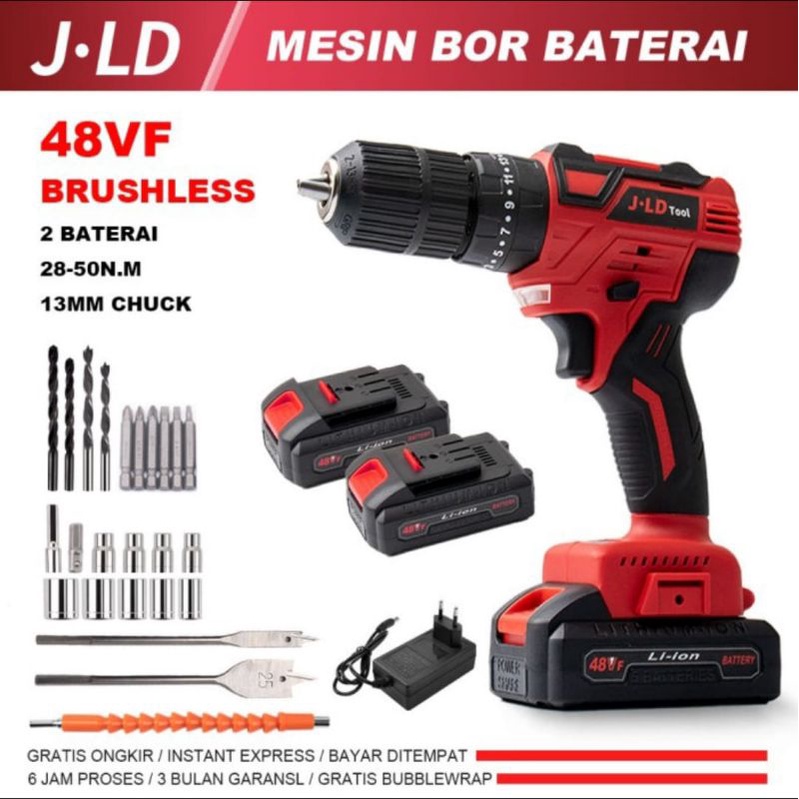 BOR 48V JLD CORDLESS IMPACT DRILL BETON BESI KAYU