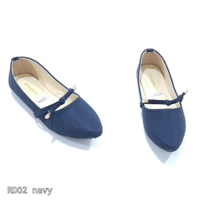 BIG SALE Borneo Sepatu Wanita Flat Flatshoes Bahan Sintetis  dengan Pita Kecil by Xavyera kode RD02