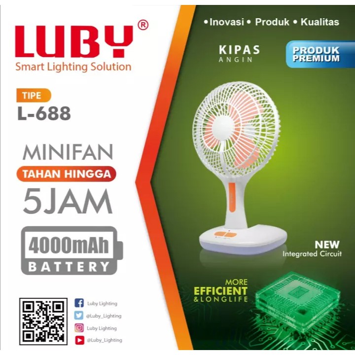 KIPAS ANGIN CHARGER (ADA USB) LUBY L-688