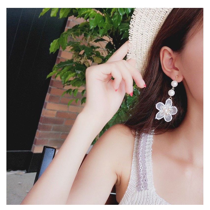 Anting Korea Style Import Model Stud Kombinasi Mutiara Dan Bunga  164