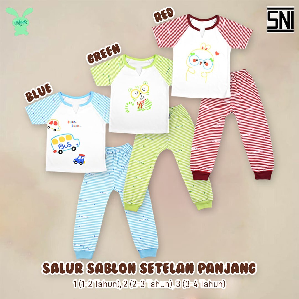 ARUCHI SETELAN SALUR SABLON BAJU PENDEK CELANA PENDEK / BAJU PANJANG CELANA PANJANG 1-3 TAHUN