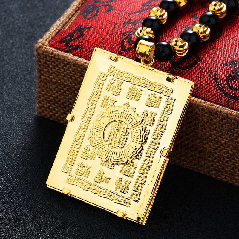 Kalung Rantai Emas Asli Kadar 375 Dengan Liontin Dewi Liberty Bodhisattva Untuk Pria