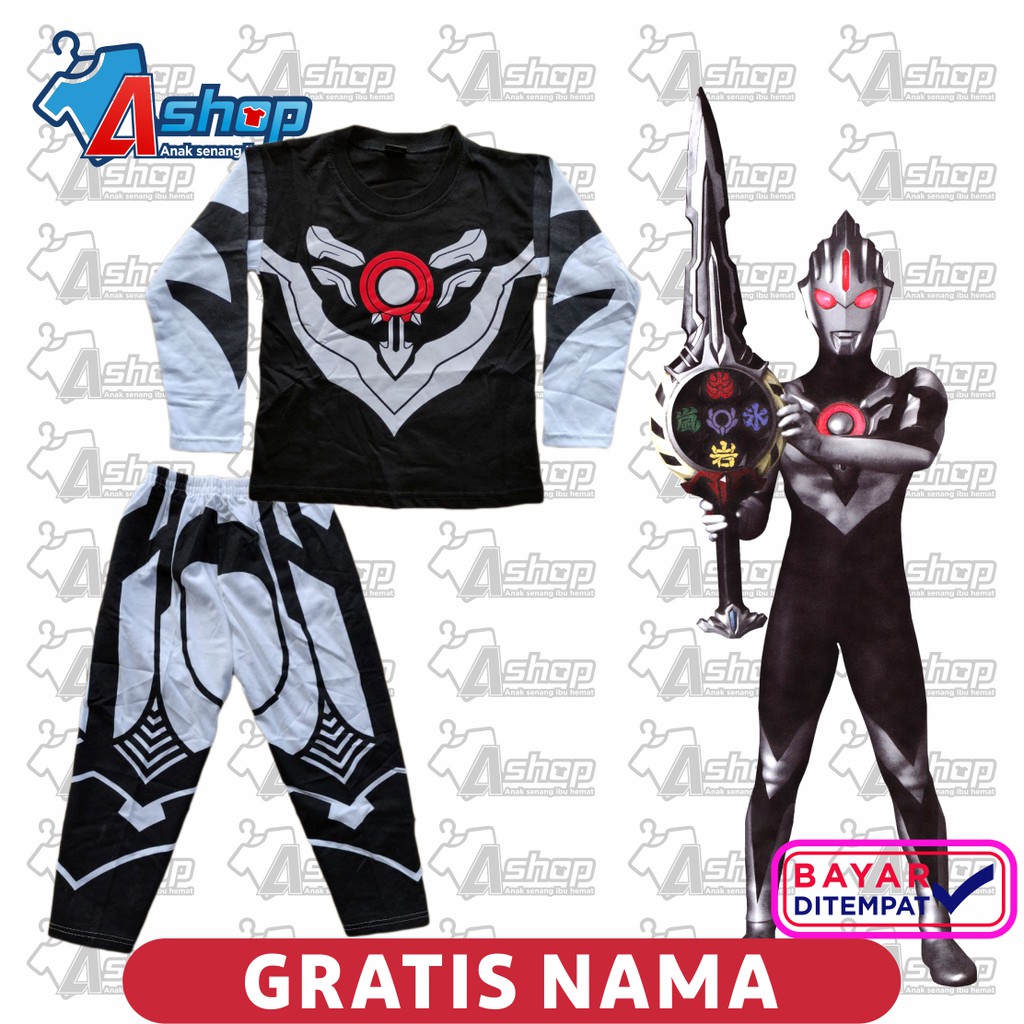 Kostum Anak Ultraman ORB Black Hitam Gratis Sablon Nama