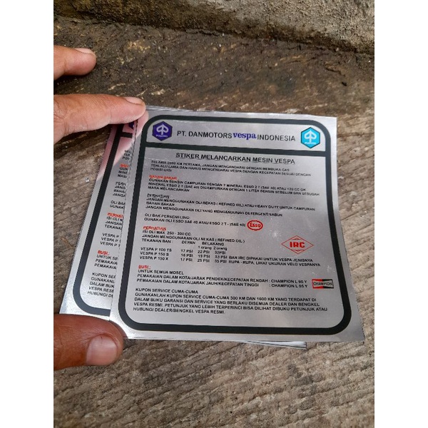 Stiker running in vespa ps px pts100