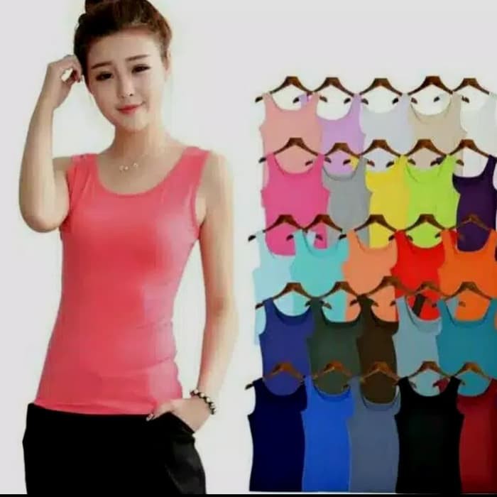 TANKTOP POLOS ATASAN SINGLET WANITA TALI LEBAR