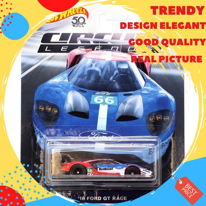 16 Ford GT Race Hot Wheels Car Culture Circuit Legends Ban Karet Rare SS50