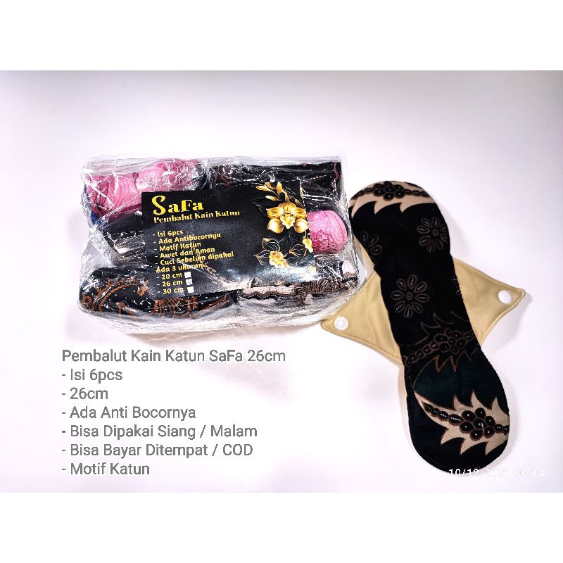Menspad Pembalut Cuci Ulang 26cm Safa / Menspad Day Katun Safa Isi 6pcs