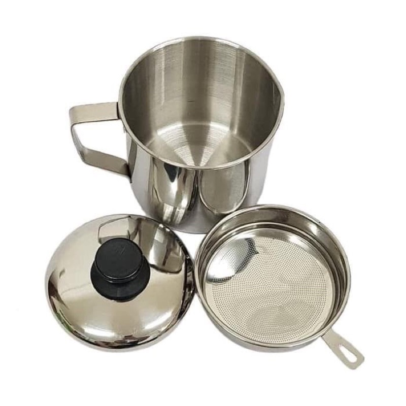 Saringan Minyak Goreng Stainless Steel / Oil Pot Sisa Wadah Minyak Jelantah / Wadah Saringan Minyak Goreng Anti Karat / Pot Saringan Minyak Stainless Steel Penyaring Jelantah Set Dapur Bekas Goreng