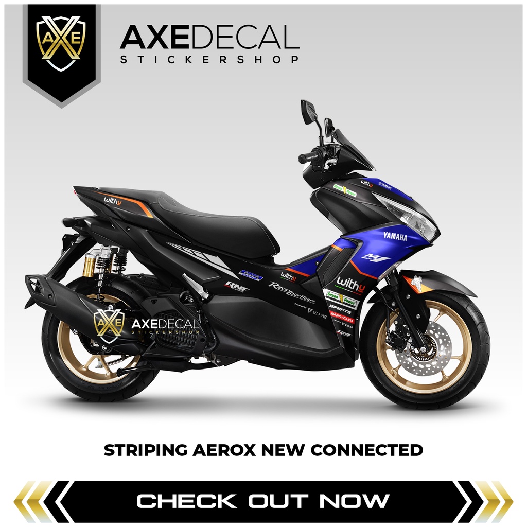 Striping Aerox New Connected Livery RNF Withu / Stiker Motor Yamaha Aerox Baru / Stock Decal