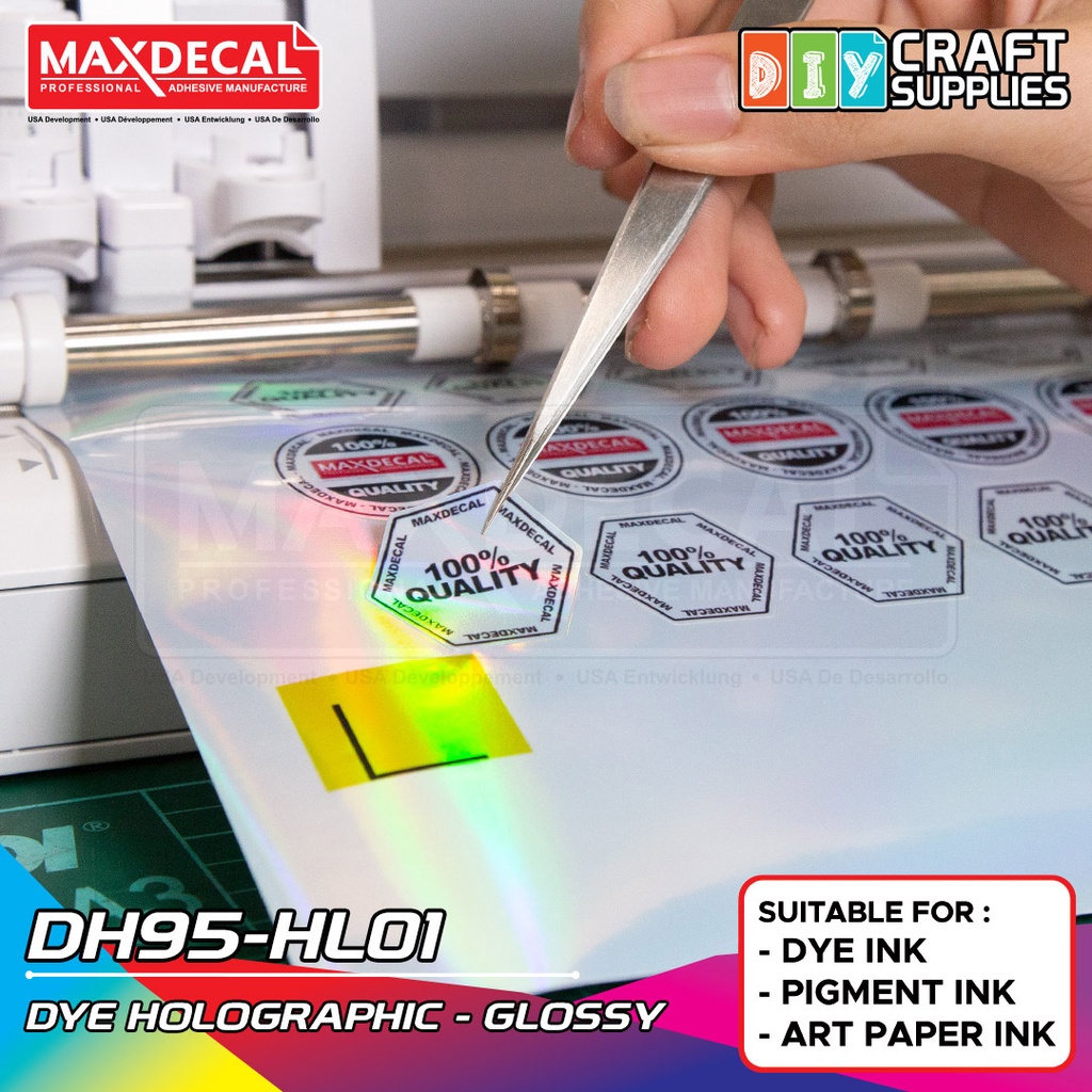 

Maxdecal DIY DH95 HL01 Dye Holographic Glossy, A3 Sticker Vinyl Holographic Inkjet, Roll 32cm x 30m