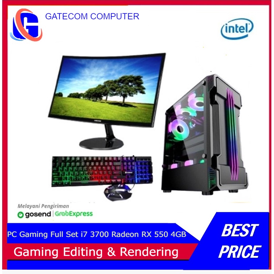 PC Gaming Lengkap i7 3700 / RX 550 4GB / SSD 120 GB / DDR 16GB / LED 24