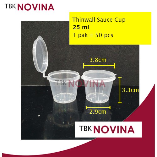 [50PCS] Thinwall Cup 25ml Plastik Tempat Sauce Saos Saus Cup Container Sambal Sambel Slime