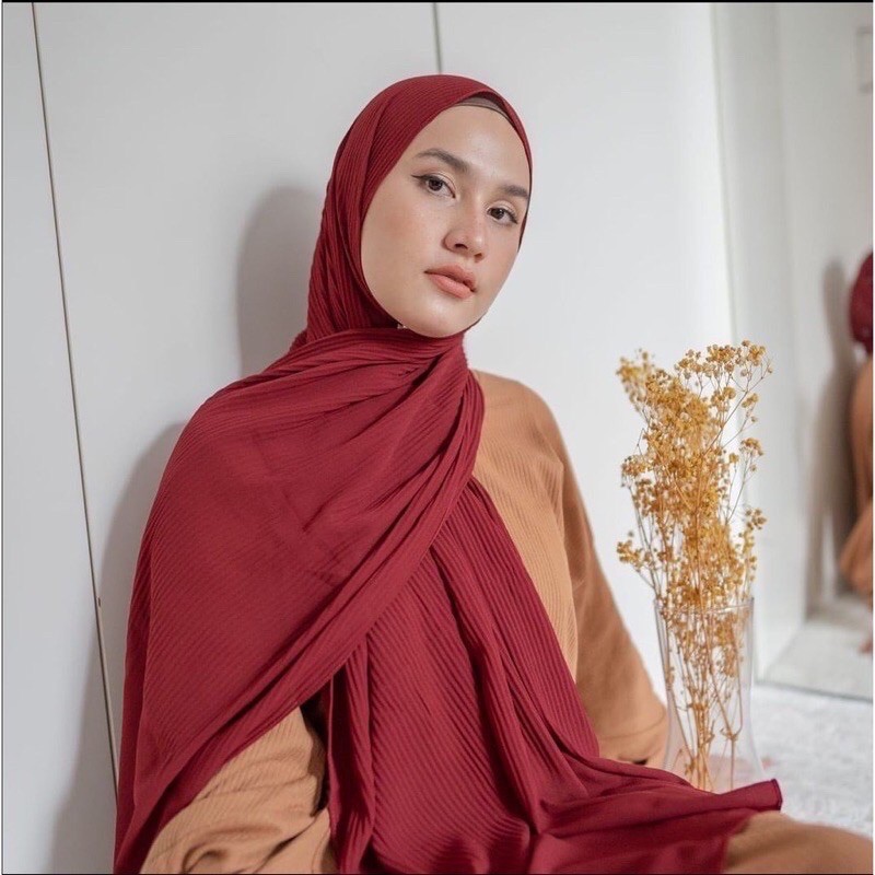 Pashmina Plisket Shawl/Pashmina Plisket Pashmina Diamond crep/Pashmina pleated shawl by izza-2