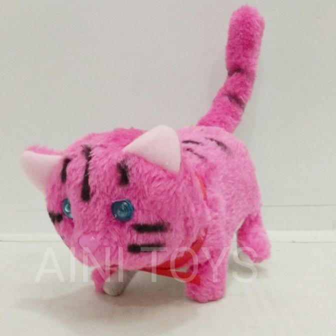 PROMO MAINAN BONEKA KUCING BISA JALAN DAN SUARA | TOKO MAINAN BOGOR - Merah Muda