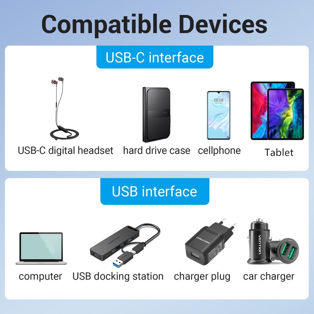 Vention Kabel Adapter Konverter USB 3.0 Male Ke Tipe C Female Untuk PC / Handphone