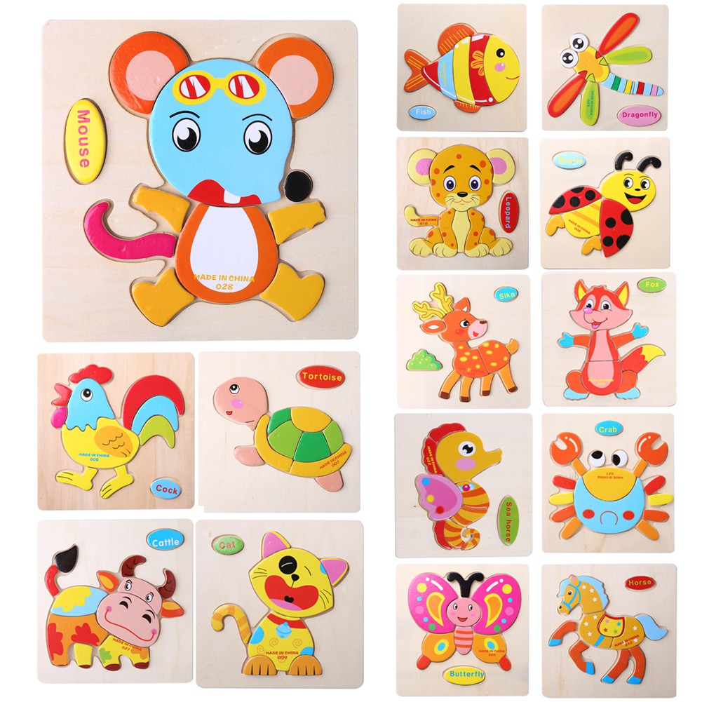 Puzzle Jigsaw Desain Kartun Binatang Untuk Anak Kecil Shopee