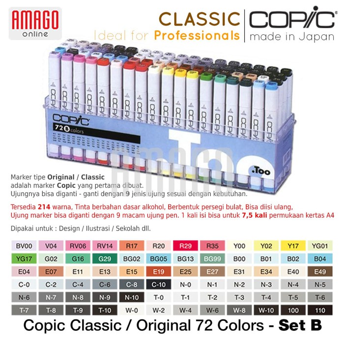 COPIC CLASSIC - SET 72 COLOR SET B - CMK/72B