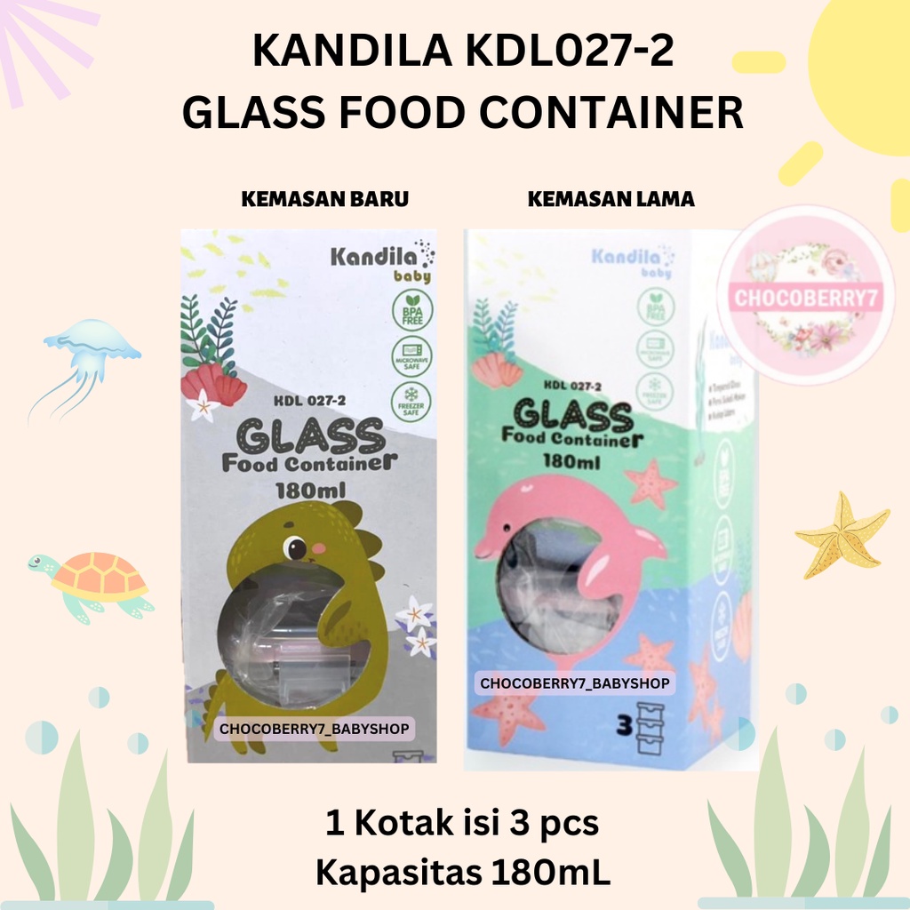 Kandila / BebeWawa Baby Glass Food Container MPASI Bayi Wadah Kaca Tempat Makan Bayi 180ML 160ML